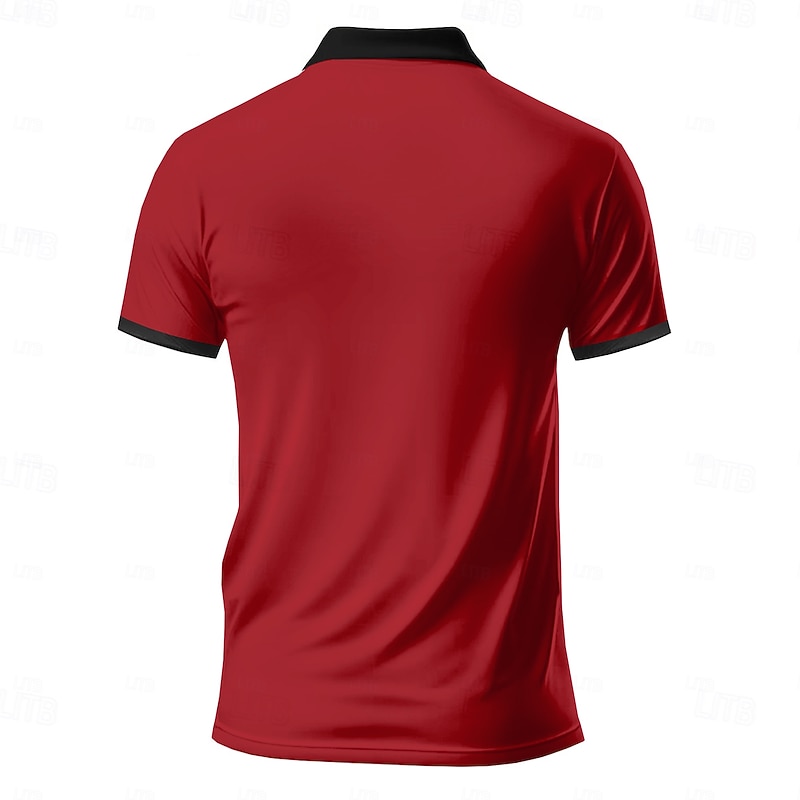 Men's American Flag Veterans Zip Polo Shirts Golf Shirt Short Sleeve Polo Shirts Collared Shirts Casual Streetwear Vacation Wear Party Outfits 3D Print Quarter Zip Polo Summer Spring Red2