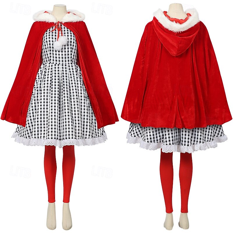 Santa Claus Mrs.Claus Outfits Cindy Lou Who Fancy Christmas Dress Santa Suits Cosplay Costumes Women's Christmas New Year Christmas Eve Christmas Adults Christmas New Year Eve Dress Belt Hat