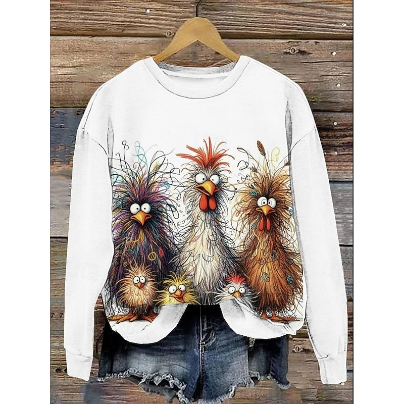 Women's Pullover Animal Casual Holiday Print Casual Hoodie Long Sleeve Micro-elastic Fall Winter Comfrt Breathable Soft Fabric