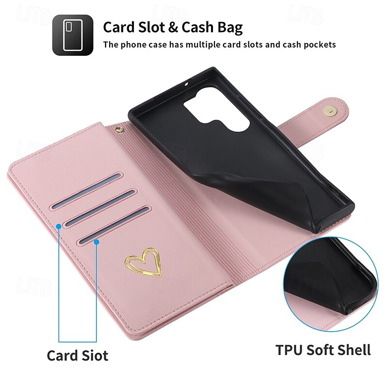 Phone Case For S25 S24 S24 FE S23 S22 S21 Ultra Plus A55 5G A35 5G A25 A15 Back Cover Wallet Case with Stand Holder Zipper with Wrist Strap Retro TPU PU Leather2