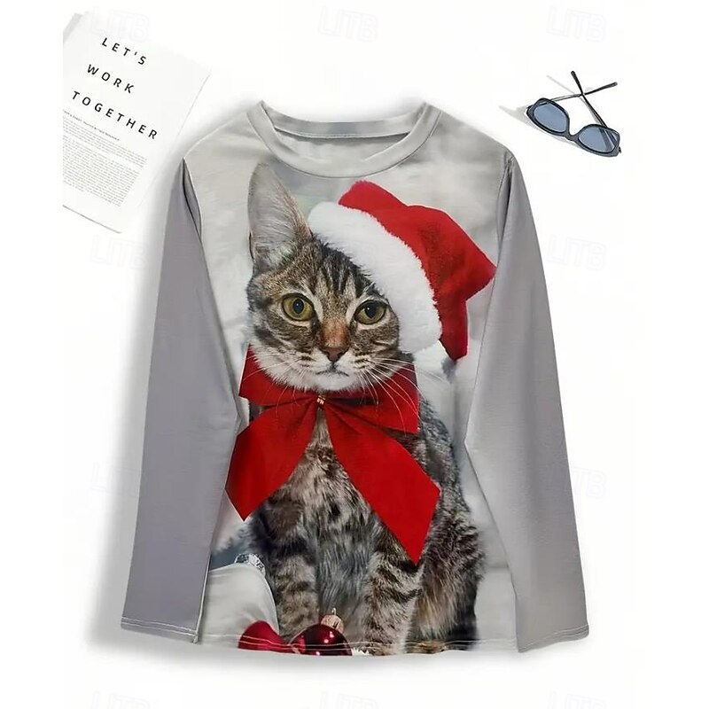 Women's Christmas Tree T-Shirt Round Neck Red Festive Holiday Casual Comfort Fit Partywear Seasonal Top Sizes Available Prefall 9