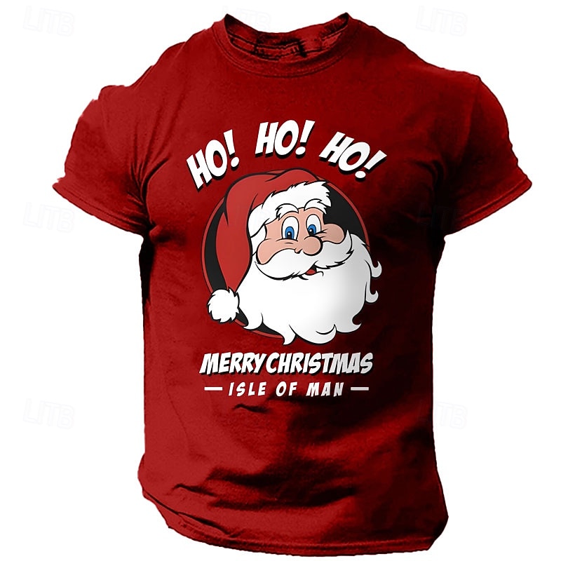 Christmas Men's Santa Claus Merry Christmas T Shirt Tee Top 100% Cotton Short Sleeve Graphic Shirt Black Red Army Green Comfortable Tee Festival Fashion Designer Clothing2
