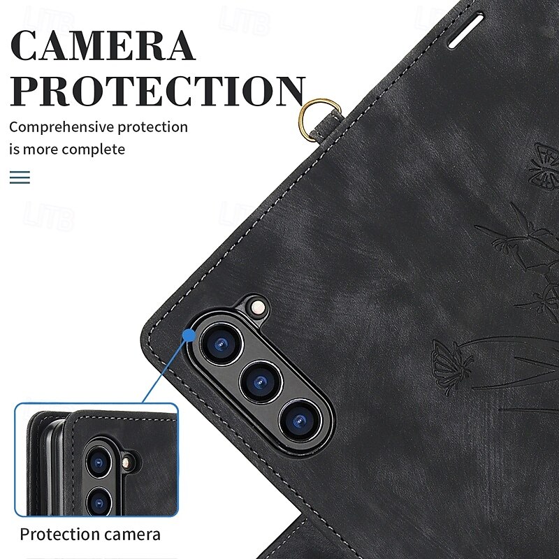 Phone Case For Z Fold 7 Z Fold 6 Z Fold 5 Z Fold 4 Z Fold 3 Back Cover with Stand Holder with Wrist Strap Card Slot Retro TPU PU Leather4