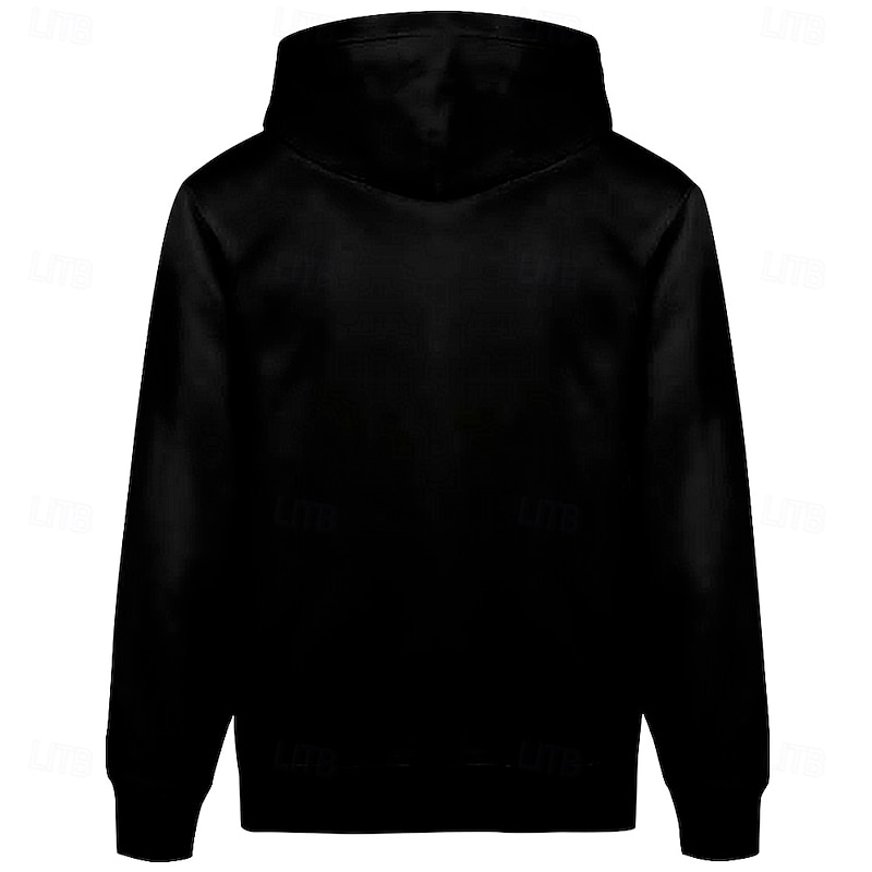 Men's Wolf Hoodie Hoodies Sweatshirt Cool Daily Long Sleeve Hooded Vacation Sports Outdoor Streetwear Black Print Front Pocket Spring &  Fall Designer2