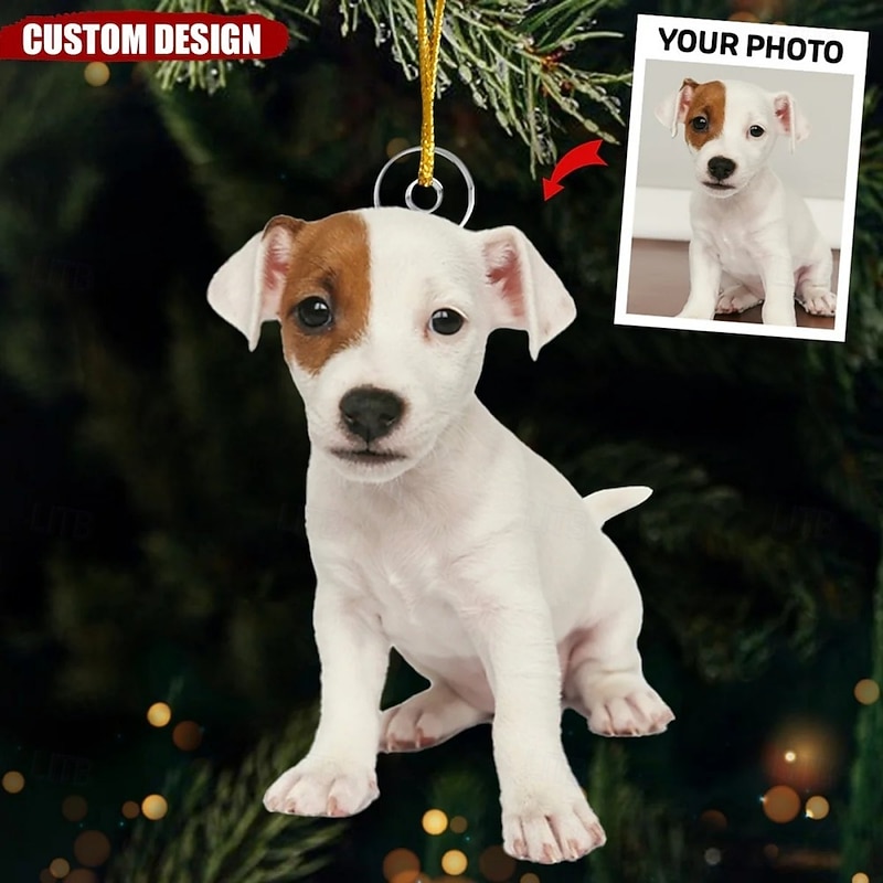 Personalized Photo Christmas Ornaments Acrylic 2D Custom Gift For Pet Lover Photo Ornament Christmas Tree Ornaments Xmas Decoration Hanging Pendant Gifts