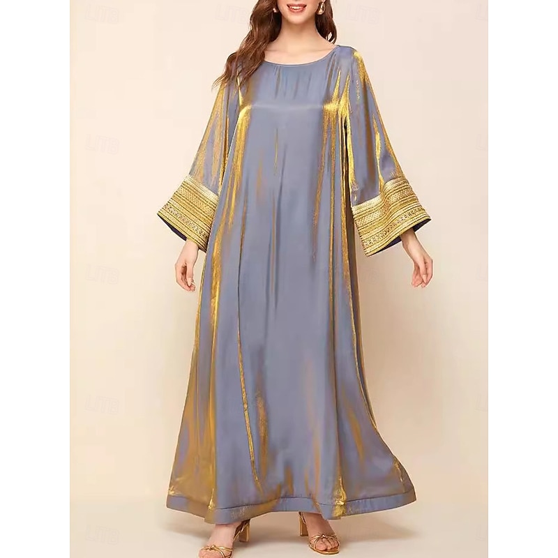 Women's Maxi Dress Casual Dress Cocktail Dress Wedding Guest Dress Chiffon Dress Elegant Casual Vacation Regular Fit Plain Long Sleeve Crew Neck Black Navy Blue Purple Fall4