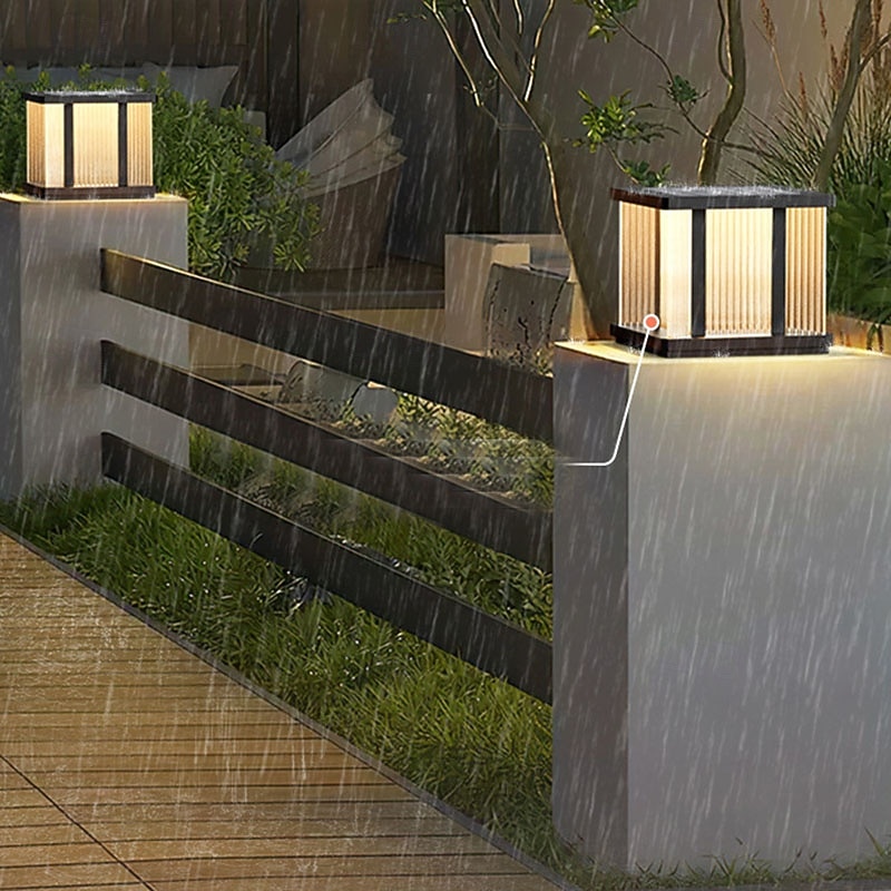 Outdoor Post Lamp Aluminum LED Pillar Post Lantern Column Light Fixture for Yard Entrance Garden 110-240V 20W4