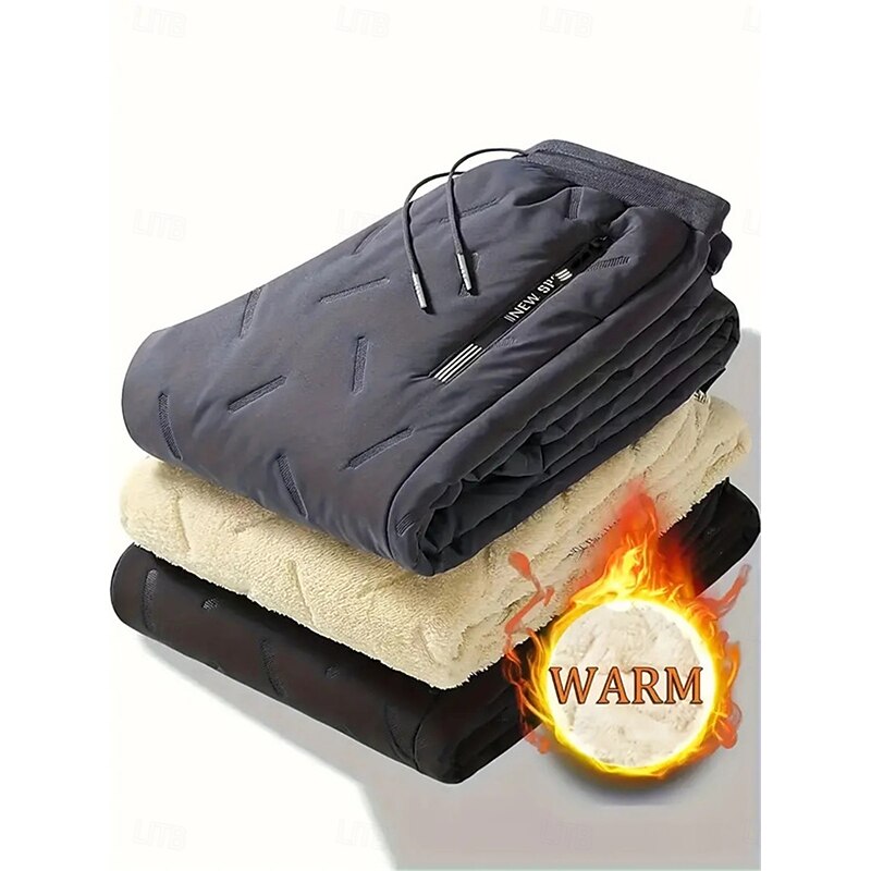 Men's Sweatpants Pocket Elastic Waistband High Waist Pants / Trousers Outdoor Sports & Outdoor Street Fall Fleece Thermal Warm Soft Workout Cycling Tailored Fit Sportswear Activewear Solid Colored2