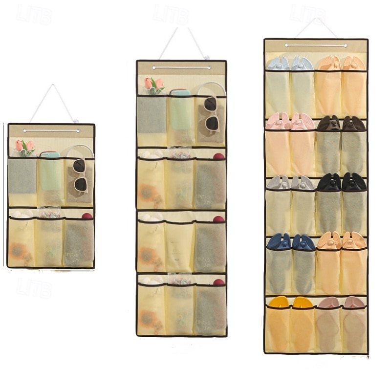 Wall-Mounted Sundries Shoe Organizer Fabric Closet Bag Storage Rack Hanging Over The Door Cloth Bag4