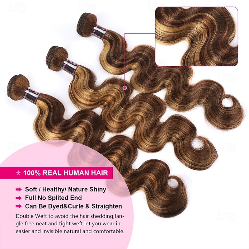 Highlights Human Hair P4/27 Body Wave Bundle 3 Bundles 300g Hair Extensions4