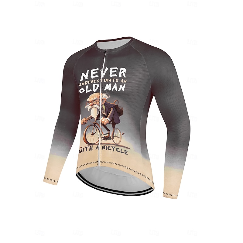 Men's Cycling Jersey Long Sleeve Bike Top with 3 Rear Pockets Anti-slip Strap Quick Dry Reflective Strips Back Pocket Blue Sports Clothing Apparel