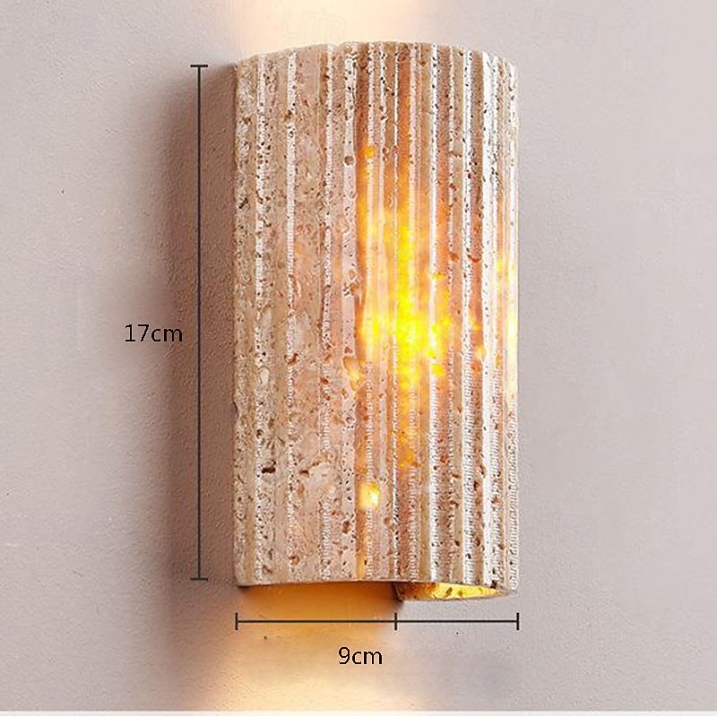 Wabi-sabi Yellow Travertine Half-Cylinder LED Wall Sconce Lamp LED Atmosphere Light Staircase Courtyard Retro Balcony Bathroom Yellow Travertine 110-240V 10 W4