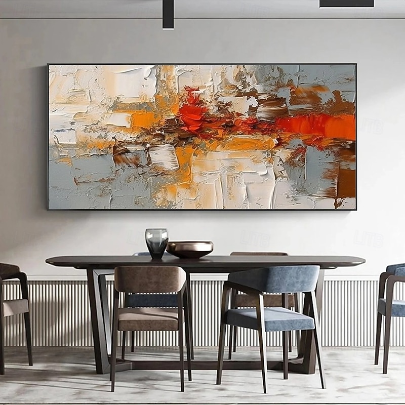 Large Colorful Abstract Painting hand painted 3D Textured Painting handmade Palette Knife Original Painting Colorful Wall Art Scandinavian Art for Living room decor