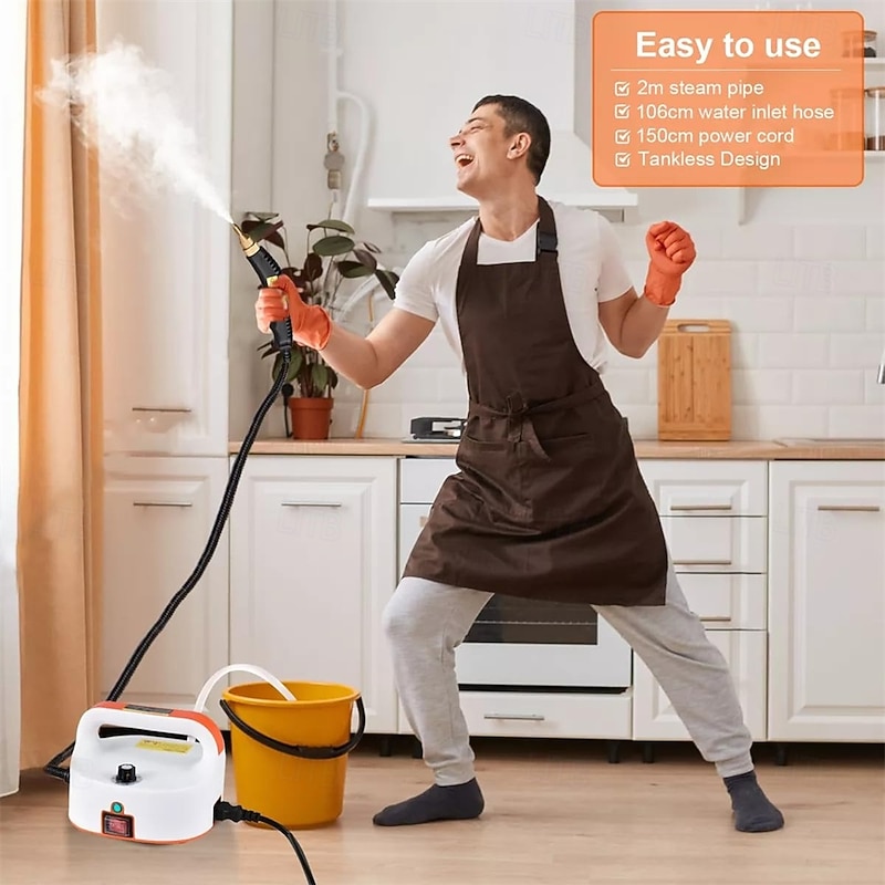 1500W Portable Handheld Steam Cleaner, High Temperature Pressurized Steam Cleaning Machine with Brush Heads4