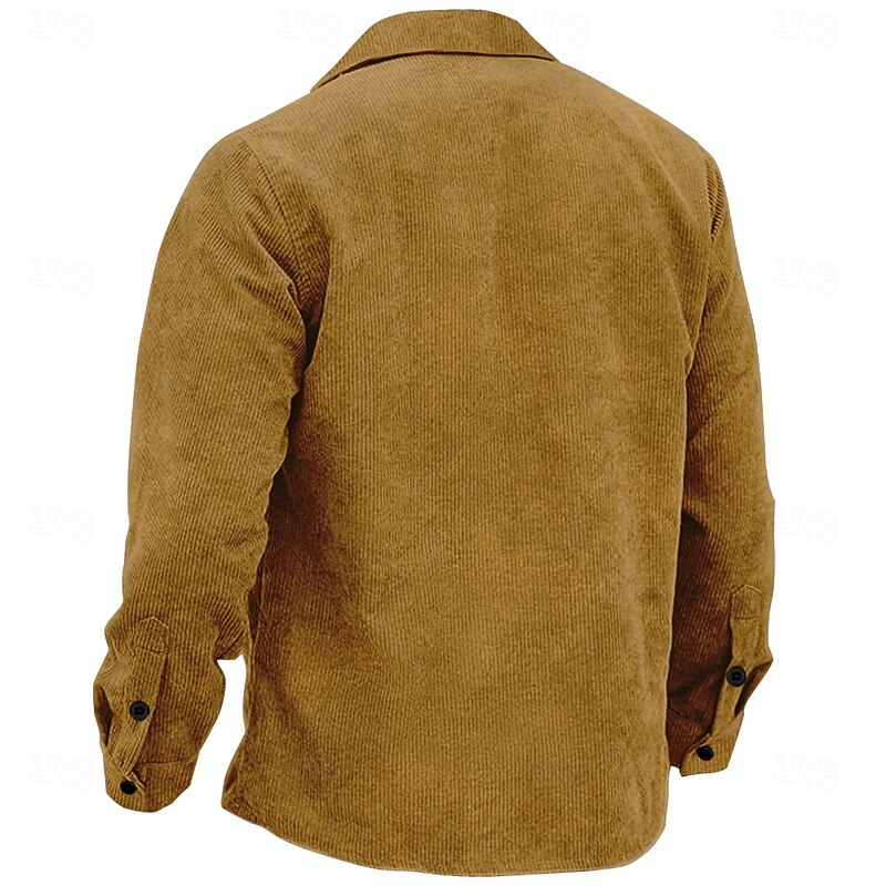 Men's Nautical Corduroy Shirt Shirt Jacket Overshirt Long Sleeve Vintage Tribal Outdoor Dailywear Fall & Winter Turndown Collared Shirts Buttons 3D Print 2 Pockets 1pc Black Grey Navy Blue Brown2