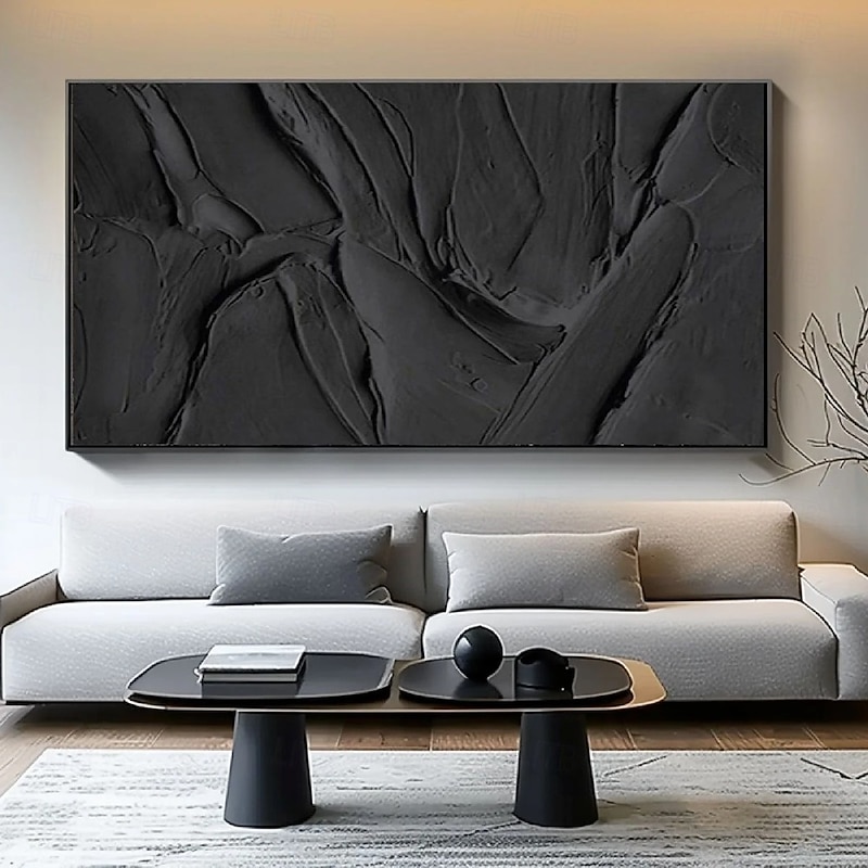 White textured oil painting handmade wall art Black and white Abstract art painting hand painted  Black and white Painting Black and white wall art Black and white 3D textured wall art painting3
