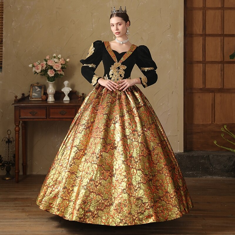 Gothic Rococo Vintage Inspired Dress Cosplay Wigs Party Costume Princess Shakespeare Solid Color Ball Gown Fancy Dress Women's Royal Halloween Carnival Valentine's Day Party Evening Party Masquerade