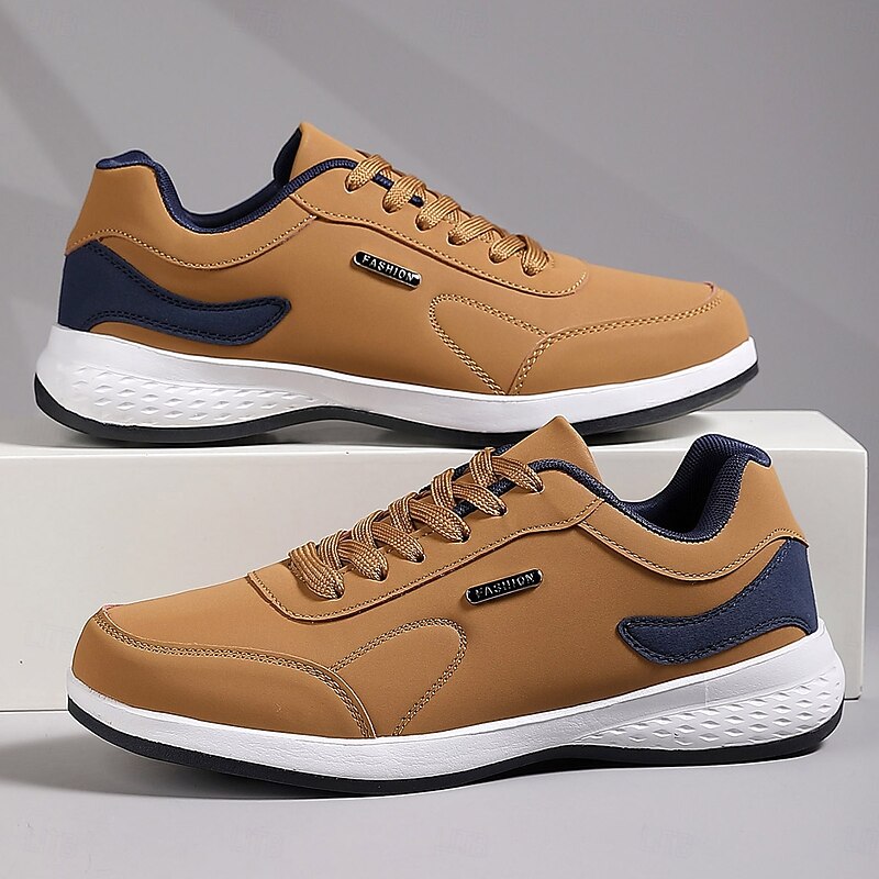 Men's Casual Tan Athletic Sneakers with Cushioned Sole and Lace-Up Design – Comfortable Everyday Walking Shoes4