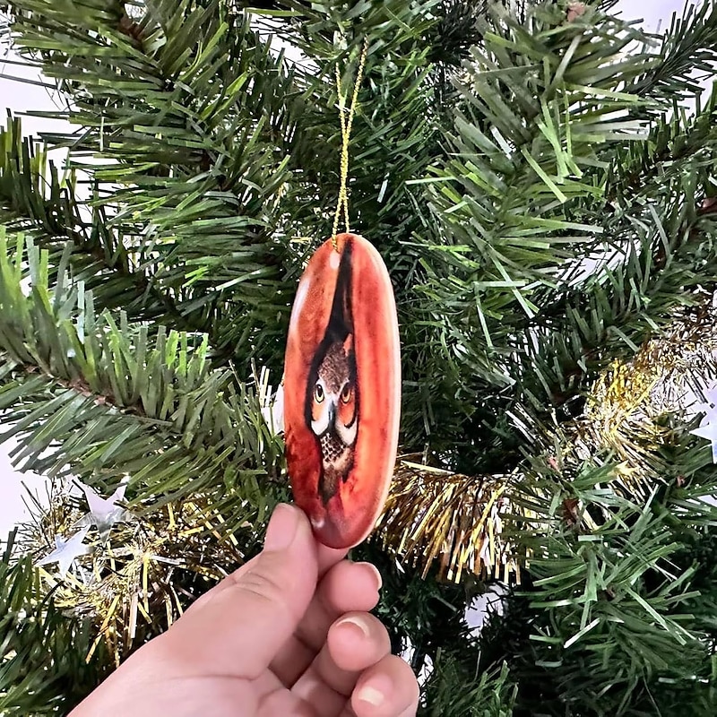 12pcs/set Christmas Tree Ornaments 2D Acrylic Forest Animal Decoration Xmas Tree Animal Pattern OrnamentSeasonal Decor for Christmas Tree2