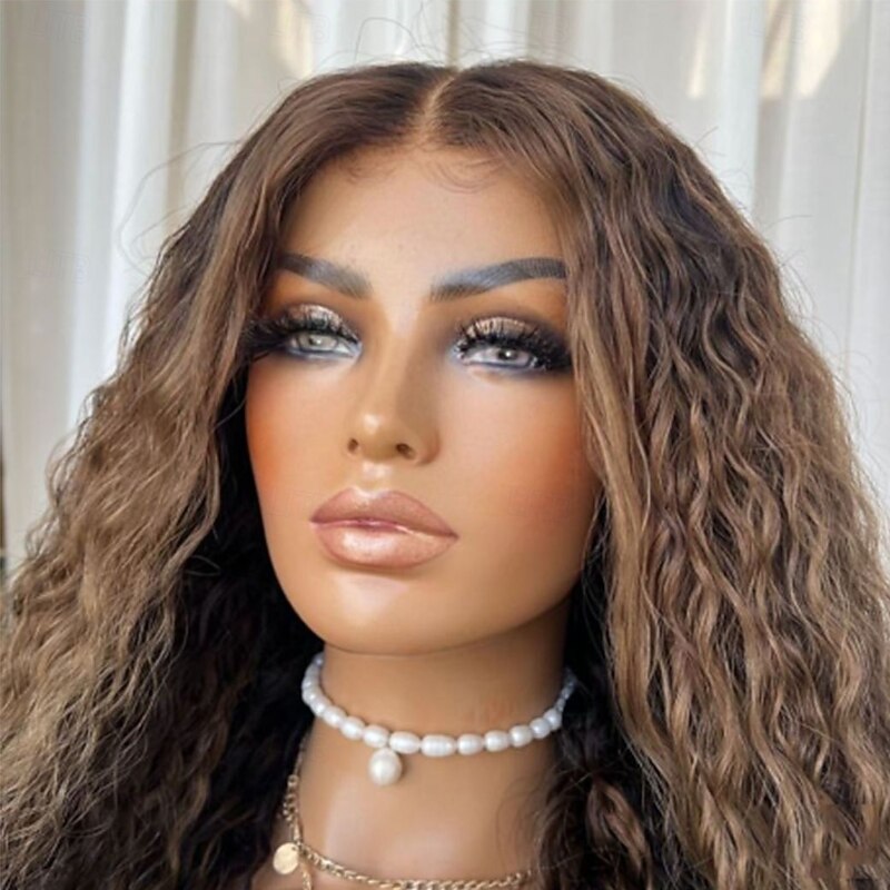 Human Hair 13x4 Lace Front Wig Middle Part Brazilian Hair Curly Auburn Multi-color Wig 130% 150% Density with Baby Hair Color Gradient Highlighted / Balayage Hair Glueless For Women Long Human Hair4