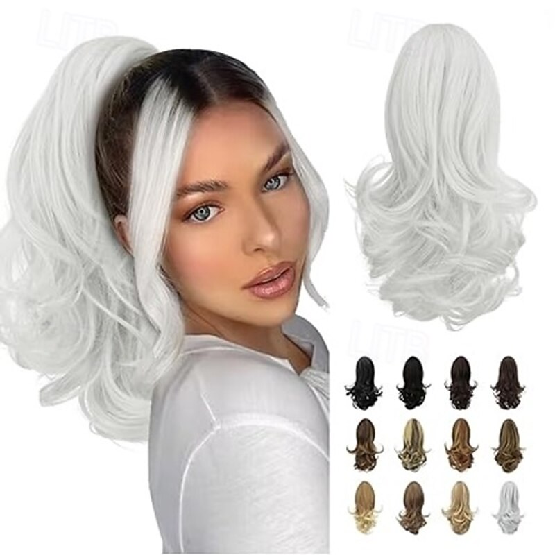 13" Ponytail Extension Long Curly Ponytail Clip in Claw Hair Extension Natural Looking Synthetic Hairpiece for Women4