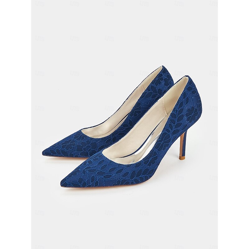 Women's Lace-Embroidered Pointed-Toe Stiletto Heels - Elegant High Heels for Parties, Evening Events, and Formal Occasions