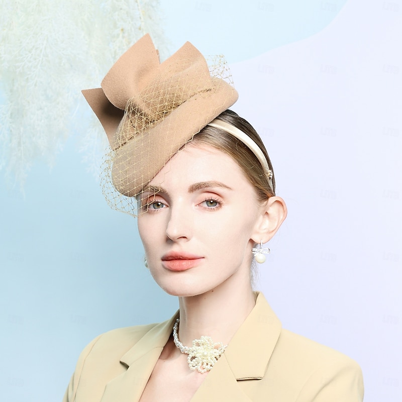 Hats 100% Wool Fedora Hat Pillbox Hat Top Hat Wedding Cocktail Elegant Wedding With Petal Splicing Headpiece Headwear