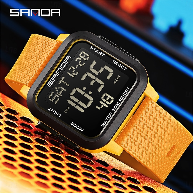 SANDA Men Digital Watch Sports Fashion Casual Business Luminous Alarm Clock Waterproof Decoration TPU Watch2