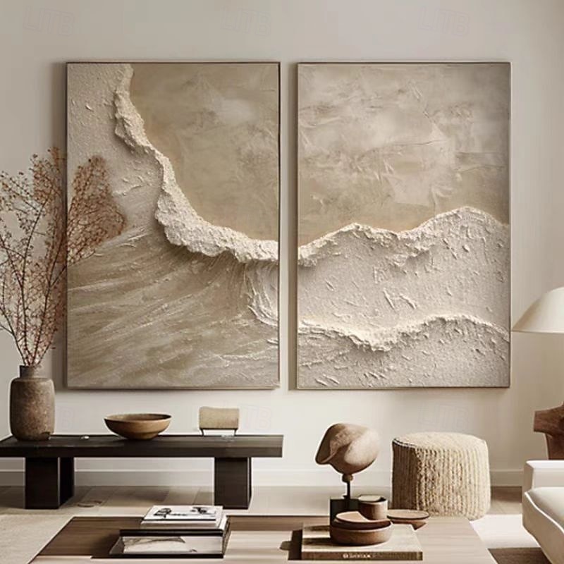 Original White Abstract Painting White Beige Texture Painting Abstract Wall Art Minimalist Abstract Painting Modern Art Living Room Art Stretched Frame Ready to Hang
