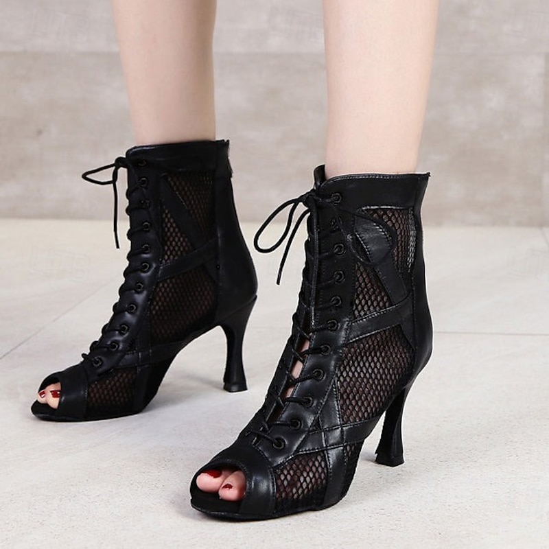 Women's Dance Boots Professional Sexy Boots Fashion Boots Zipper Lace-up Adults' Black3