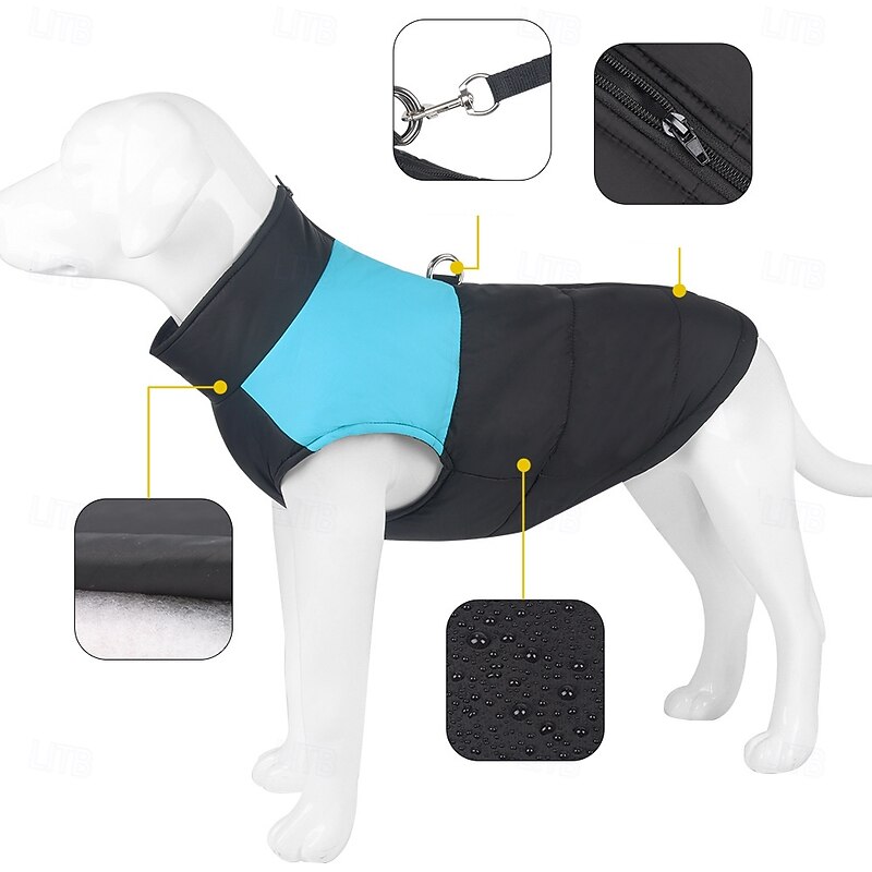 Dog Coat Jacket Parka Jacket with Harness Reflective Warm Water-Resistant Dog Clothing for Small Medium Large3