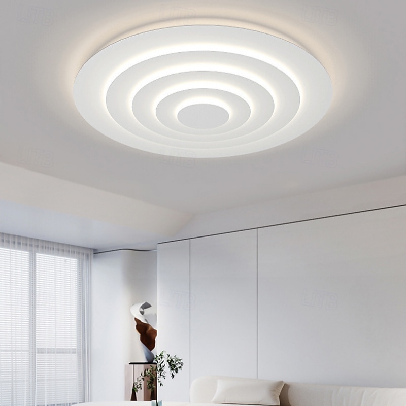 White Round Ripple Design Ceiling Light Style LED Ceiling Lamp 45/60/78cm 36W2