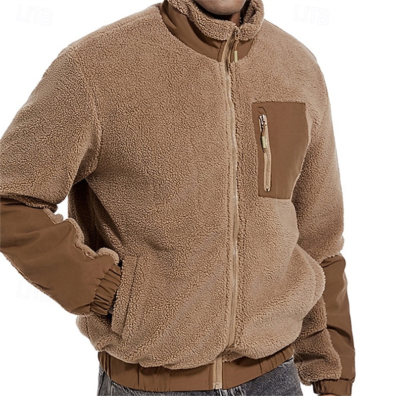 Men's Hiking Jacket Hiking Fleece Jacket Winter Outdoor Thermal Warm Fleece Lining Fleece Jackets Full Zip Climbing Camping / Hiking / Caving Traveling Dark Khaki Black Dark Blue Coffee3