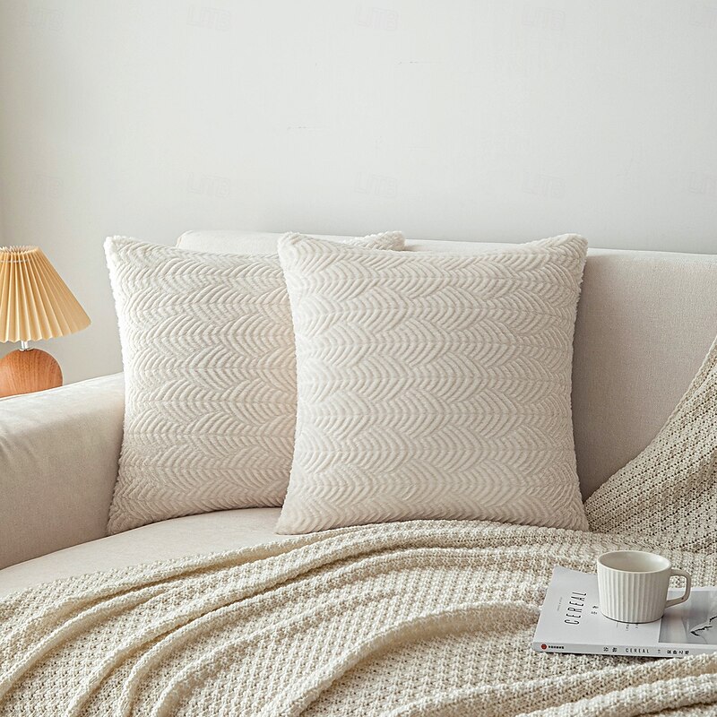 Decorative Toss Pillows Cover Soft Plush 1PC Beige Soft Square Cushion Case Pillowcase for Bedroom Livingroom Sofa Couch Chair3