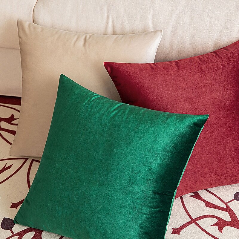 Decorative Toss Velvet Pillows Cover 1PC Solid Colored Soft Square Cushion Case Pillowcase for Bedroom Livingroom Sofa Couch Chair3