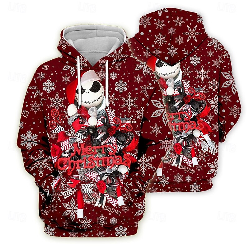 Nightmare Jack Skellington Hoodie Funny Christmas Hoodie 3D Christmas Front Pocket Graphic For Couple's Men's Women's Adults' Christmas Carnival 3D Print Party Festival4