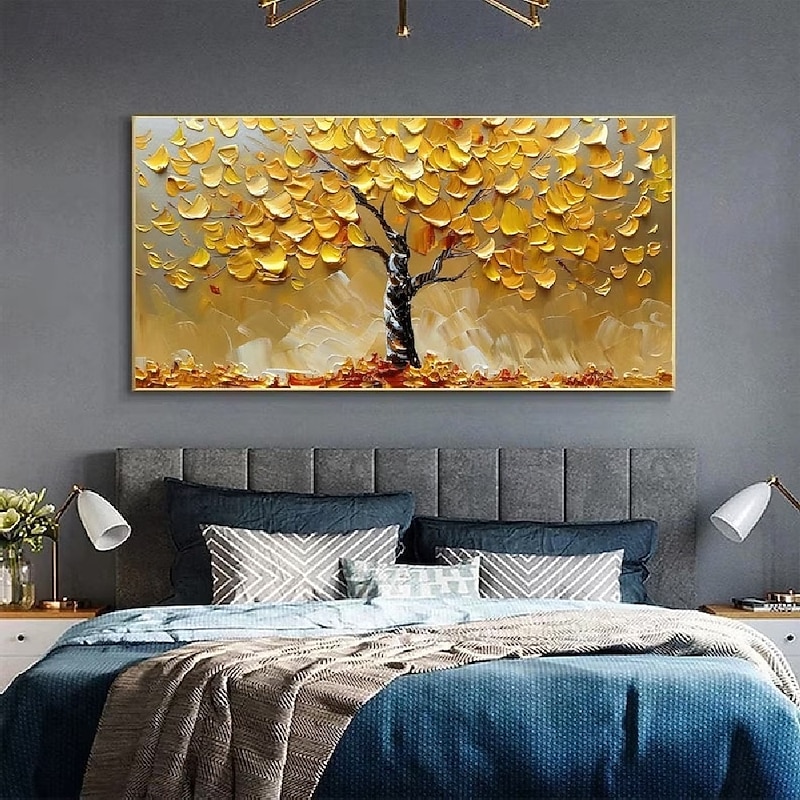 Handmade Abstract Golden Tree Paintings On Canvas handpainted Rich Textured Acrylic Painting Modern oil paintings Wall Art Hand Painted Artwork oil painting for Living Room Wall Decor2