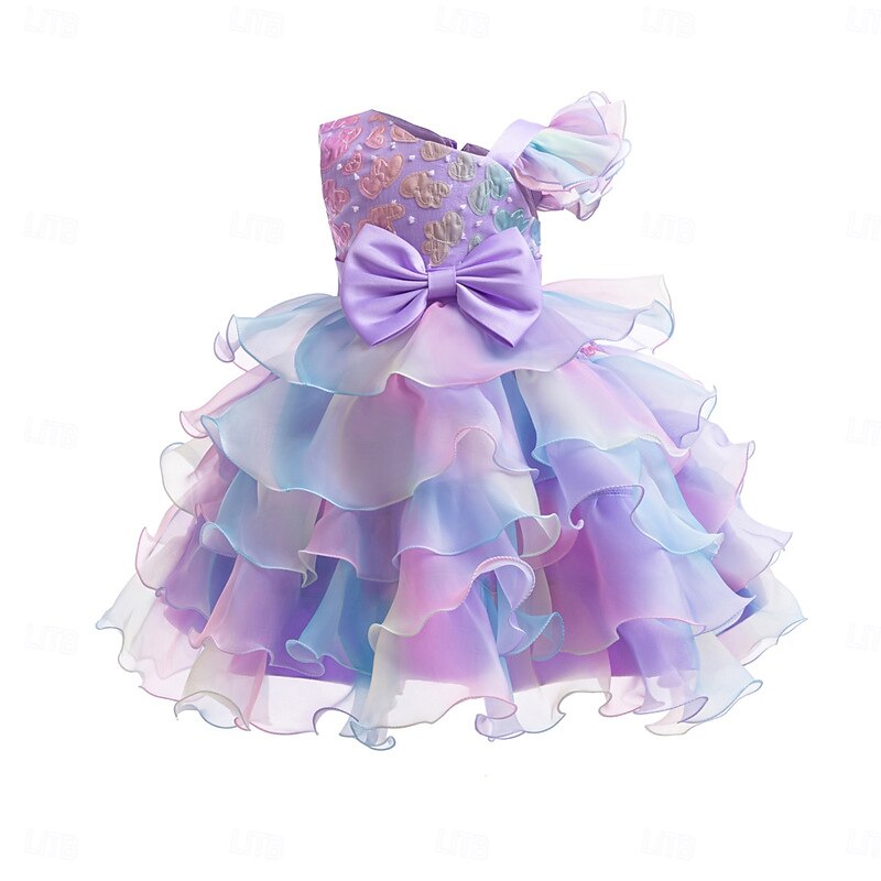 Kids Girls' Party Dress Flower Sleeveless Special Occasion Elegant Princess Polyester Party Dress Summer Spring 2-8 Years Multicolor Champagne Pink4