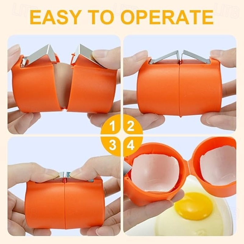 3/6pcs Egg Shell Opener Egg Separator for Raw Eggs,Stainless Steel Egg Cutter Egg Cracker Tool for Raw Eggs,Quickly Cutting Off Cooked Eggs for Home Kitchen Use4