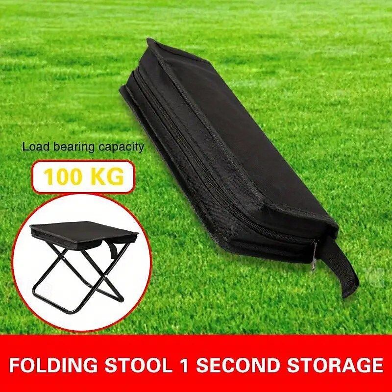 Portable Folding Stool - Durable Carbon Fiber Oval Shape with Zipper Pocket for Outdoor Recreation/Camping Lightweight and Compact Design Ideal for Campers and Outdoor Enthusiasts3