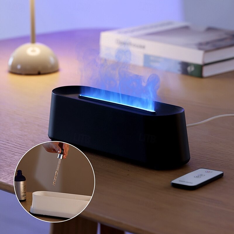 Colorful Flame Fire Diffuser Humidifier Essential Oil Aromatherapy Diffuser with Remote Control 300ml Large Ultra-Quiet Aroma Diffusers 7 Colors4