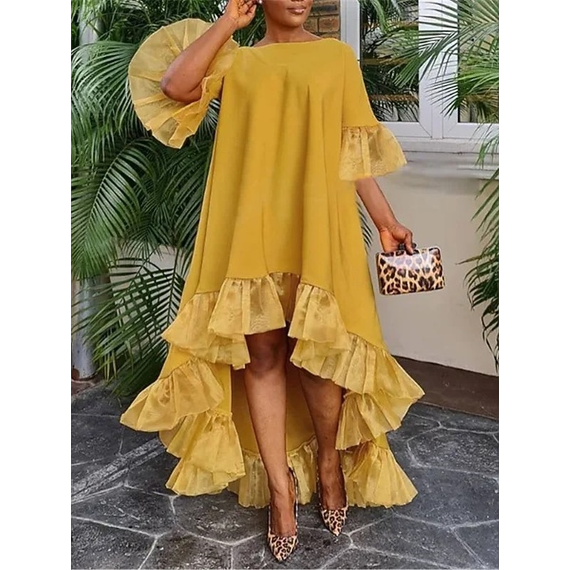 Women's Midi Dress Black Dress Casual Dress Cocktail Dress Formal Dress Casual Sports & Outdoor Street Regular Fit Plain 3/4 Length Sleeve Crew Neck Black White Yellow Blue Fall Winter4