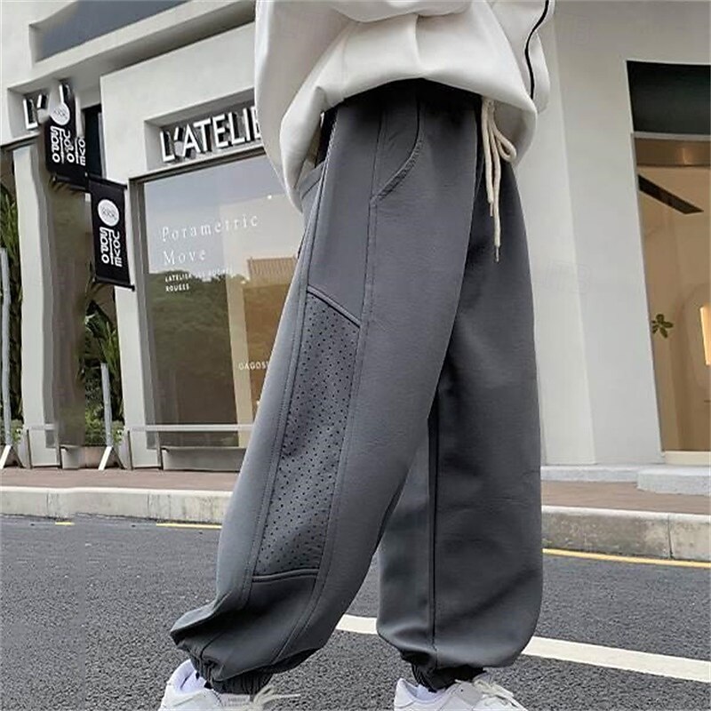 Kids Boys Sweatpants Trousers Pocket Solid Color Breathable Soft Comfort Pants Training Sports Daily Black Gray Mid Waist3