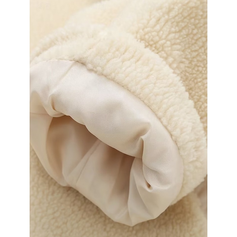 Women's Fleece Jacket Warm Breathable Patchwork Zipper Pocket Casual Plain Vacation Street Daily Wear Going out Zipper Regular Turndown Regular Fit Long Sleeve Outerwear Beige Coffee Fall Winter3