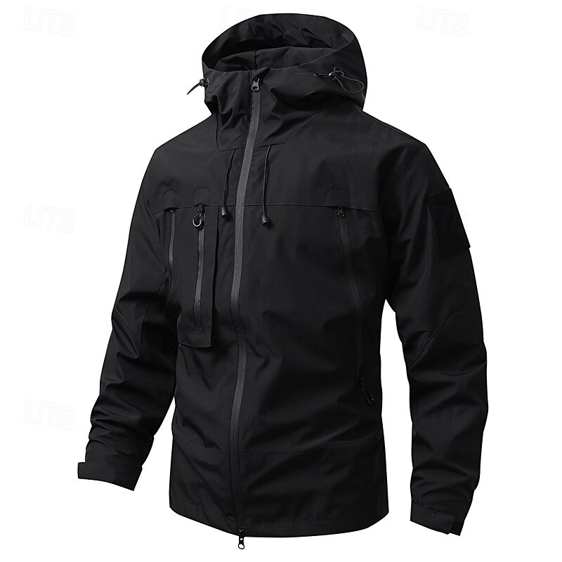 Men's Softshell Jacket Transition Jacket Going out Waterproof Pocket All Seasons Plain Outdoor Hooded Regular Black White Purple Green Coffee Jacket2