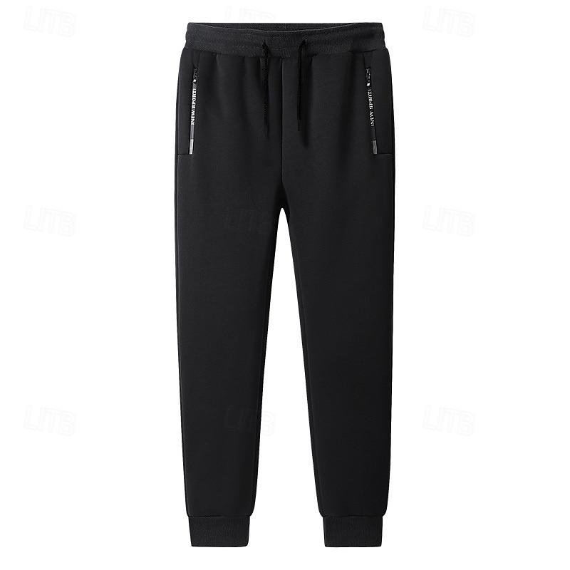 Men's Sherpa Sweatpants Fleece Pants Joggers Winter Pants Drawstring Pocket Elastic Waist Solid Color Warm Casual Daily Running Sports Fashion Black Black Straight Leg Micro-elastic2