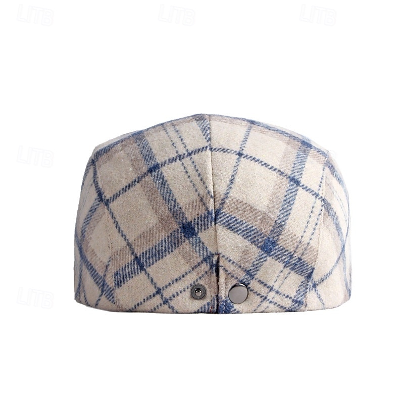 Men's Flat Cap Baseball Cap Military Cap Cadet Hat Black Purple Polyester Fashion Casual Street Daily Plaid Adjustable Sunscreen Breathable2