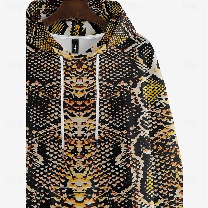 Graphic Serpentine Men's Vacation 3D Print Hoodie Sports Outdoor Vacation Going out Hoodies Brown Hooded Printing Winter Spring & Fall Designer Hoodie Sweatshirt2