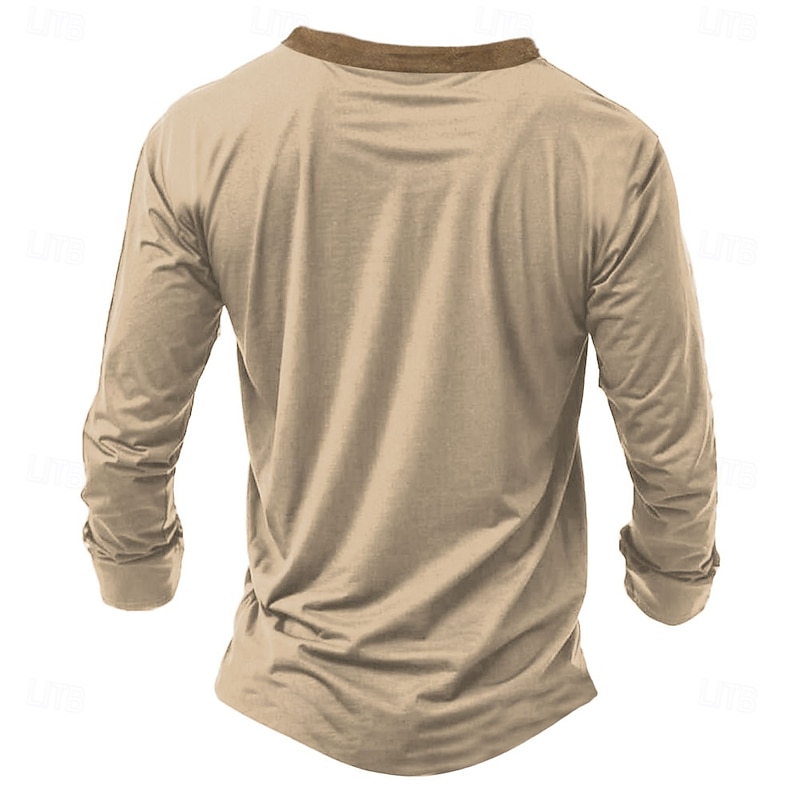 Men's Car T Shirt Henley Shirt Long Sleeve 3D Print Retro Vintage Casual Vacation Daily Going out Summer Beige Grey Henley Henley T-Shirt2