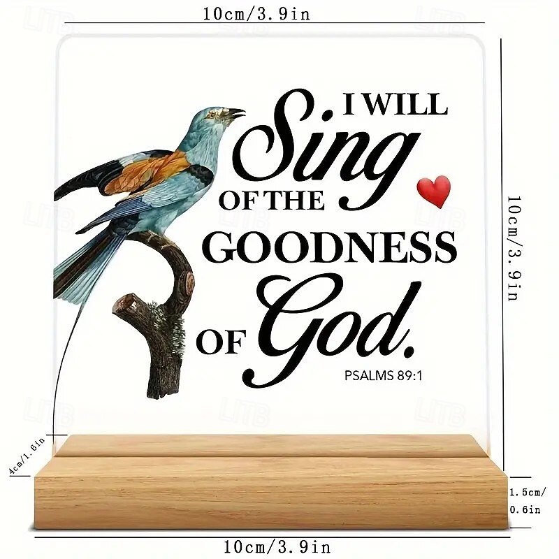 Acrylic Plaque with Wooden Base, Christian Inspirational Gift, Kindness Desk Decoration Featuring Scripture Quotes with Bird Design, Perfect for Home or Office Décor3